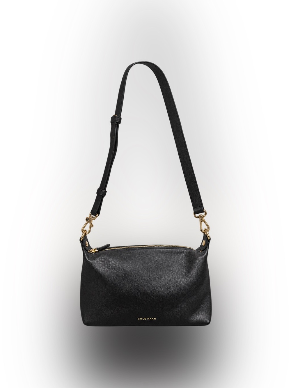 Cole Haan Black Leather Crossbody Bag with Gold Hardware